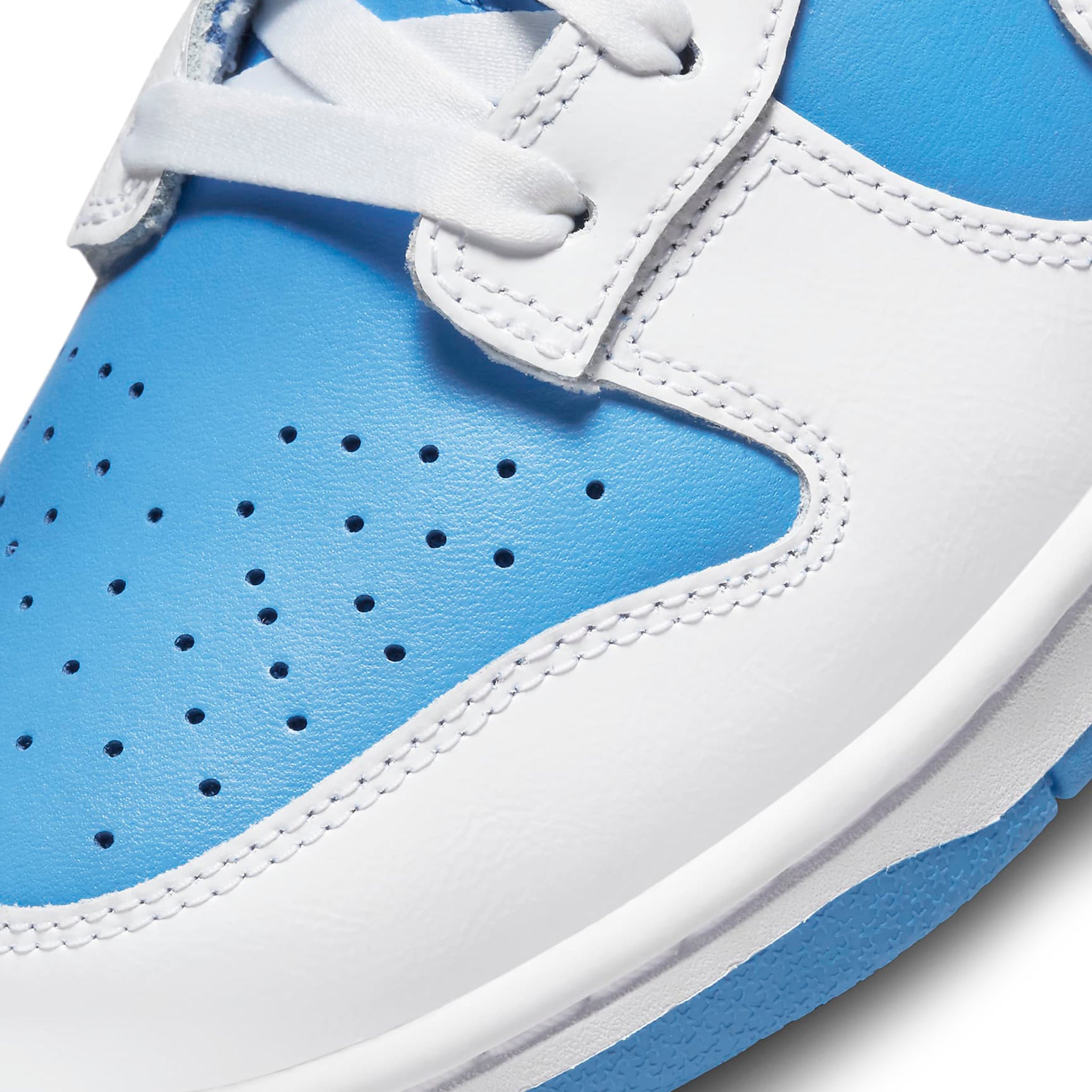 Toe box view of Nike Dunk Low Reverse UNC (W) DJ9955-101